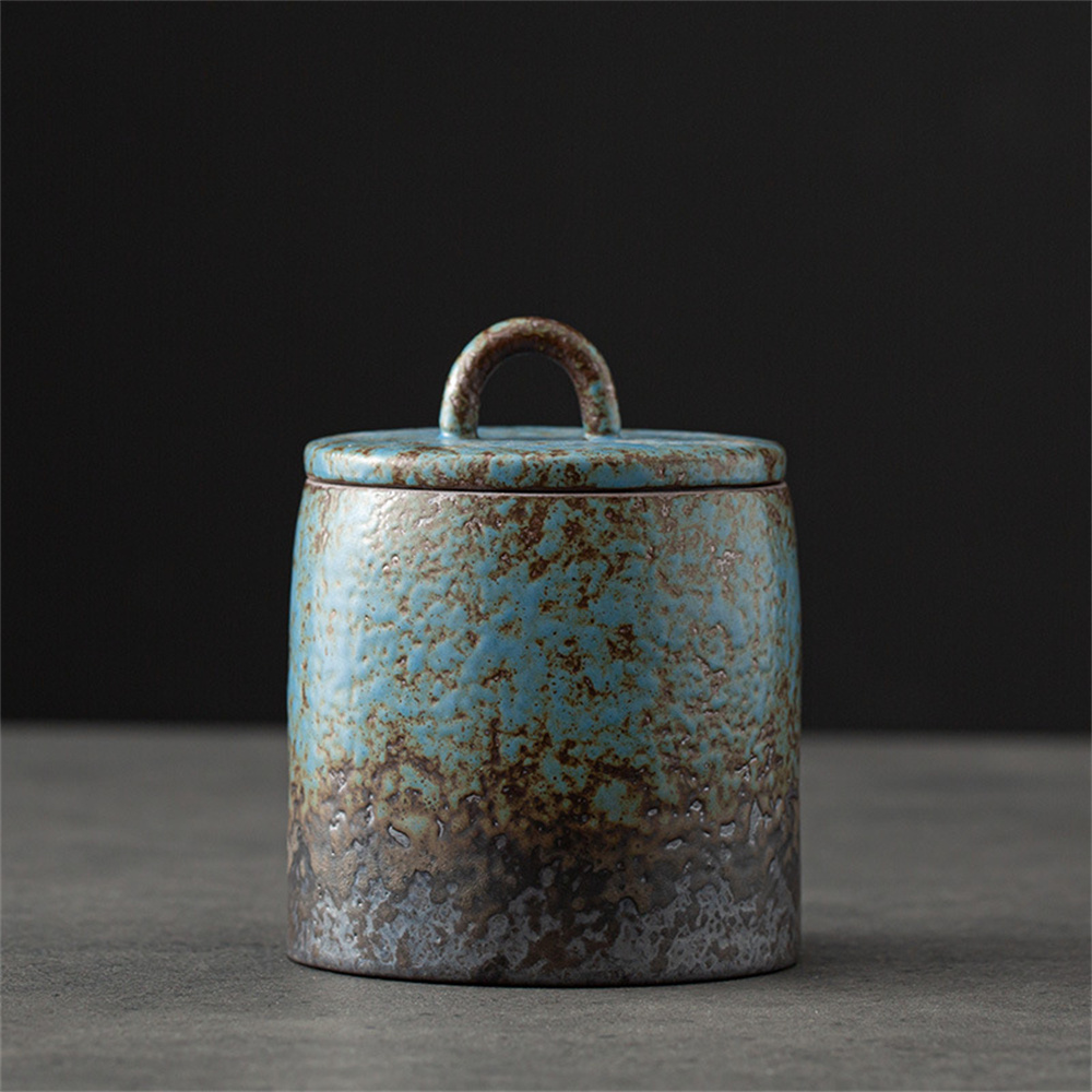 Coffee Tea And Sugar Canisters - Ceramic Tea Caddy Sealed Jar Small