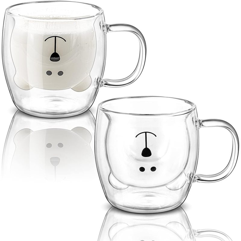 Double Wall Mug - A76I-Cute Bear Design 2 Pack Double
