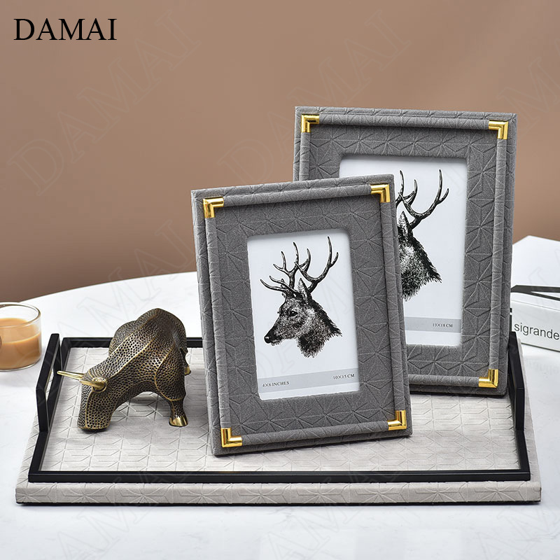 Coffee Tea Photos - Creative Gray Leather Trays Decorative Nordic