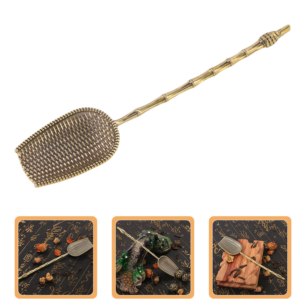 Coffee Tea Leaf - Vintage Brass Long Handle Tea Scoop