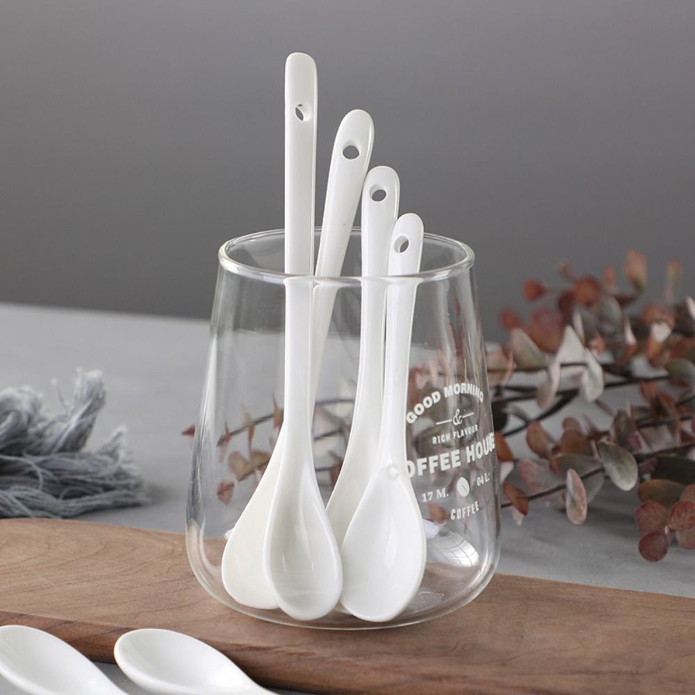 Coffee Tea Spoon - Ceramic Long Handle Spoons Flatware Dessert