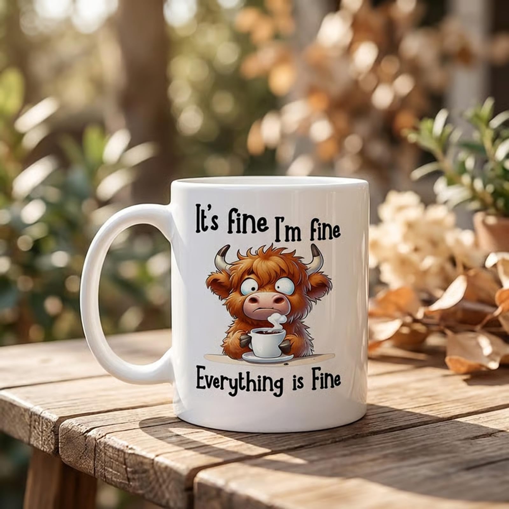 Coffee And Tea Quotes Funny - Anxious Scottish Highland Cow Mug with