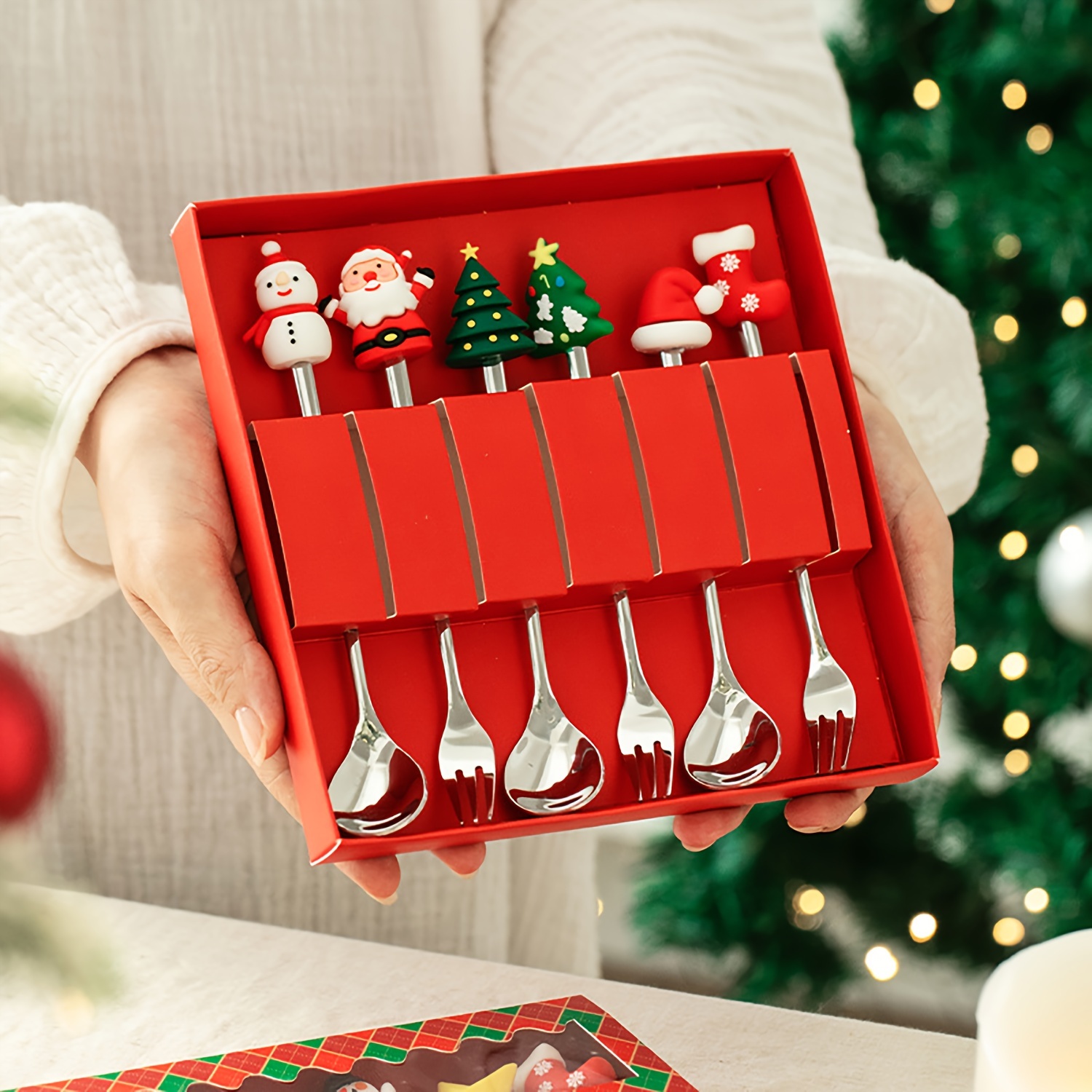 Coffee Tea Sugar Canister Set - 1Set Creative Christmas Fork And Spoon