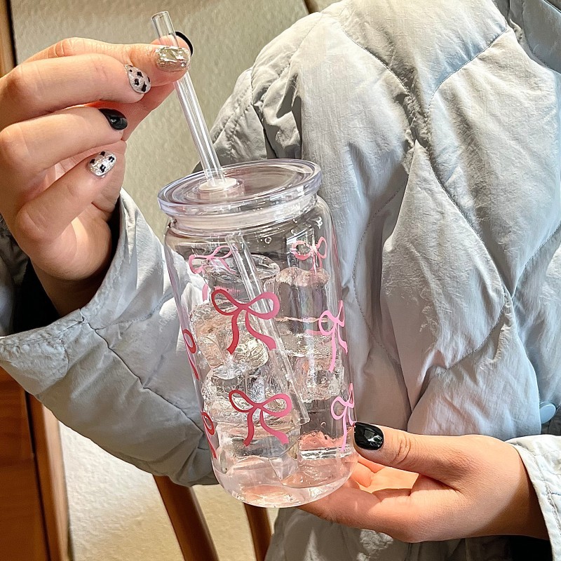Cute Pink Bow Plastic Cup With - огляд і ціна Coffee Tea Jars