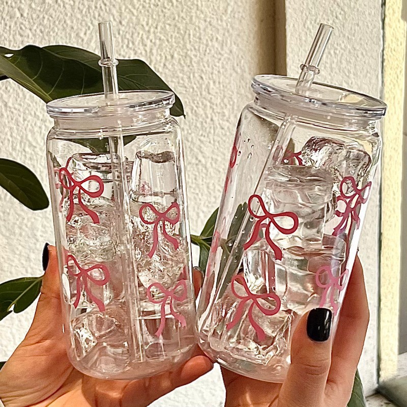 Cute Pink Bow Plastic Cup With - огляд і ціна Coffee Tea Jars