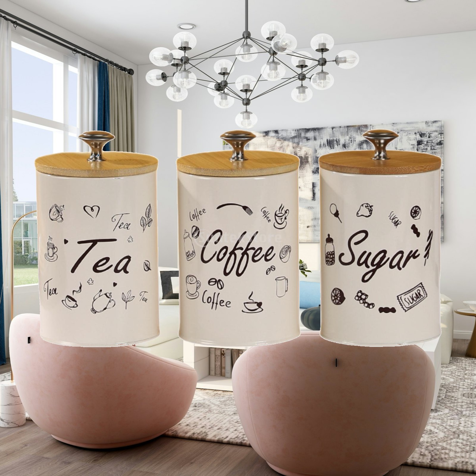 Farmhouse Coffee Tea Sugar Can - огляд і ціна Coffee Tea Sugar Canister Set