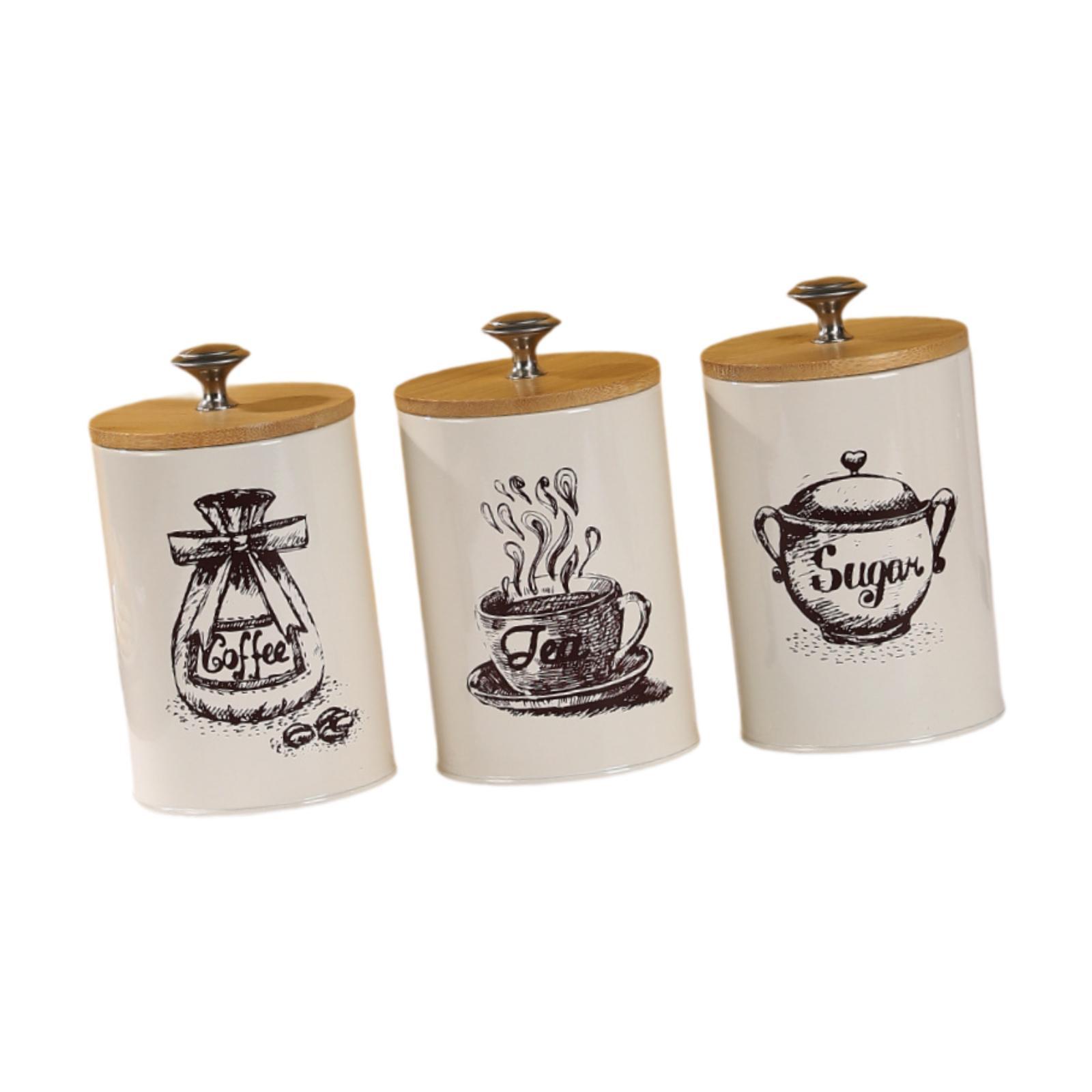Farmhouse Coffee Tea Sugar Can - огляд і ціна Coffee Tea Sugar Canister Set