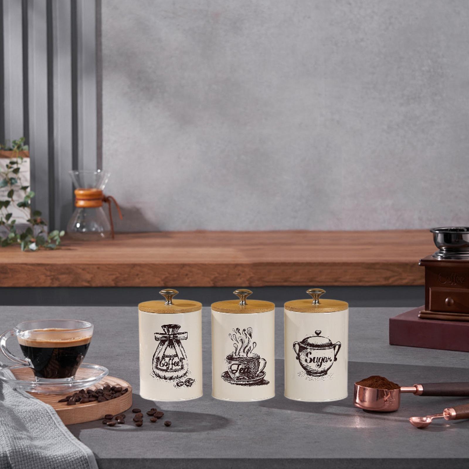 Farmhouse Coffee Tea Sugar Can - огляд і ціна Coffee Tea Sugar Canister Set