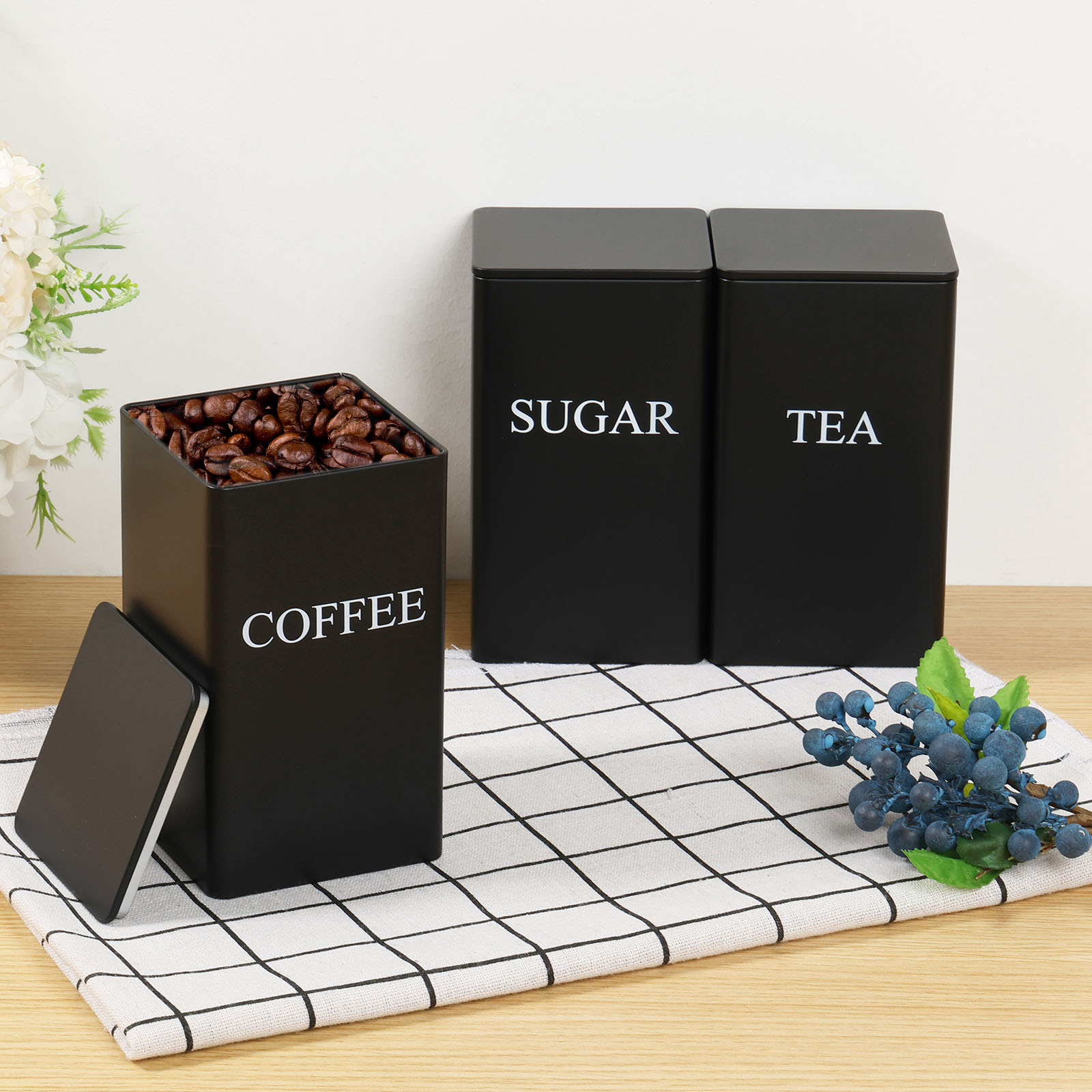 3Pcs Coffee Bean Storage Canis - огляд і ціна Coffee Tea Sugar Canister Set