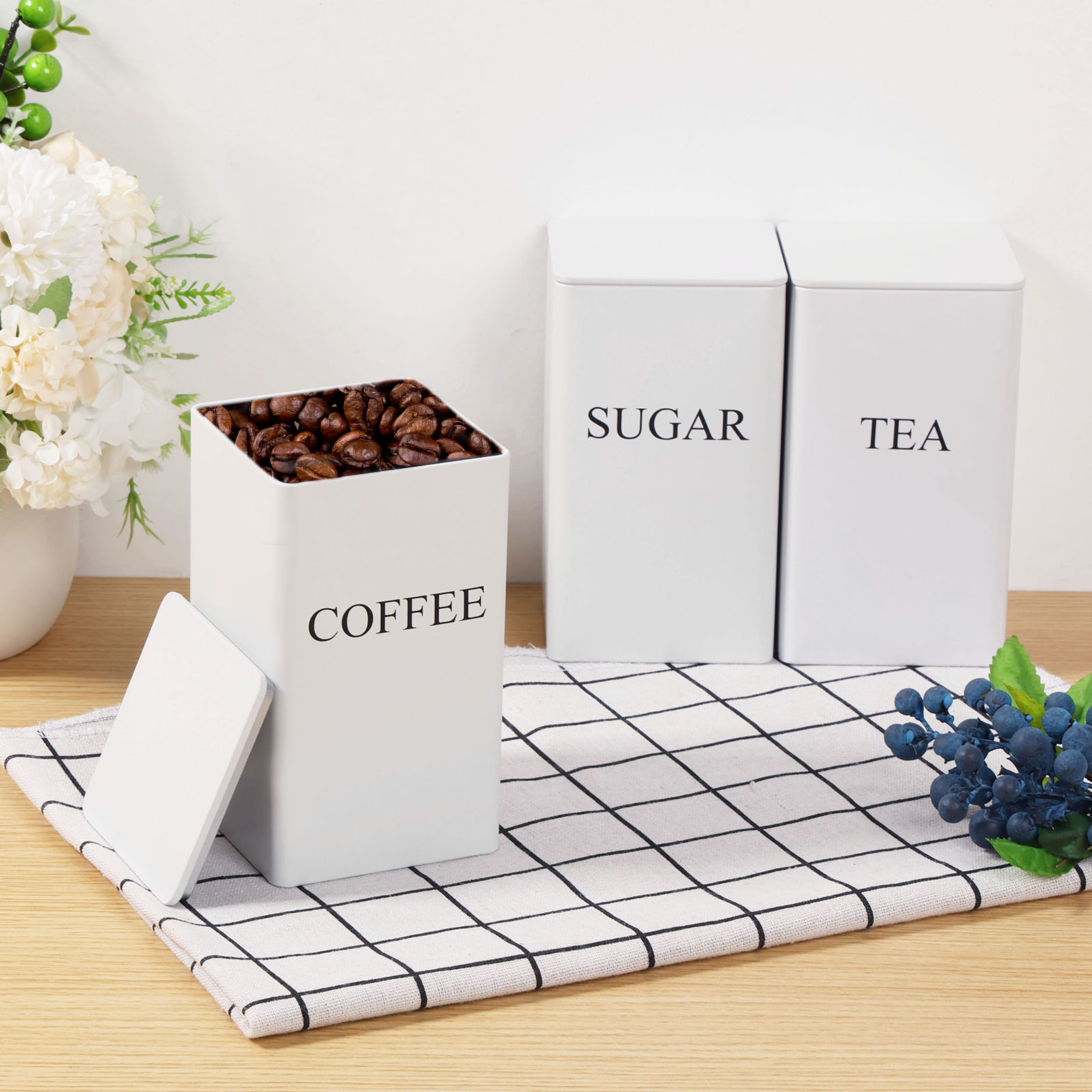3Pcs Coffee Bean Storage Canis - огляд і ціна Coffee Tea Sugar Canister Set
