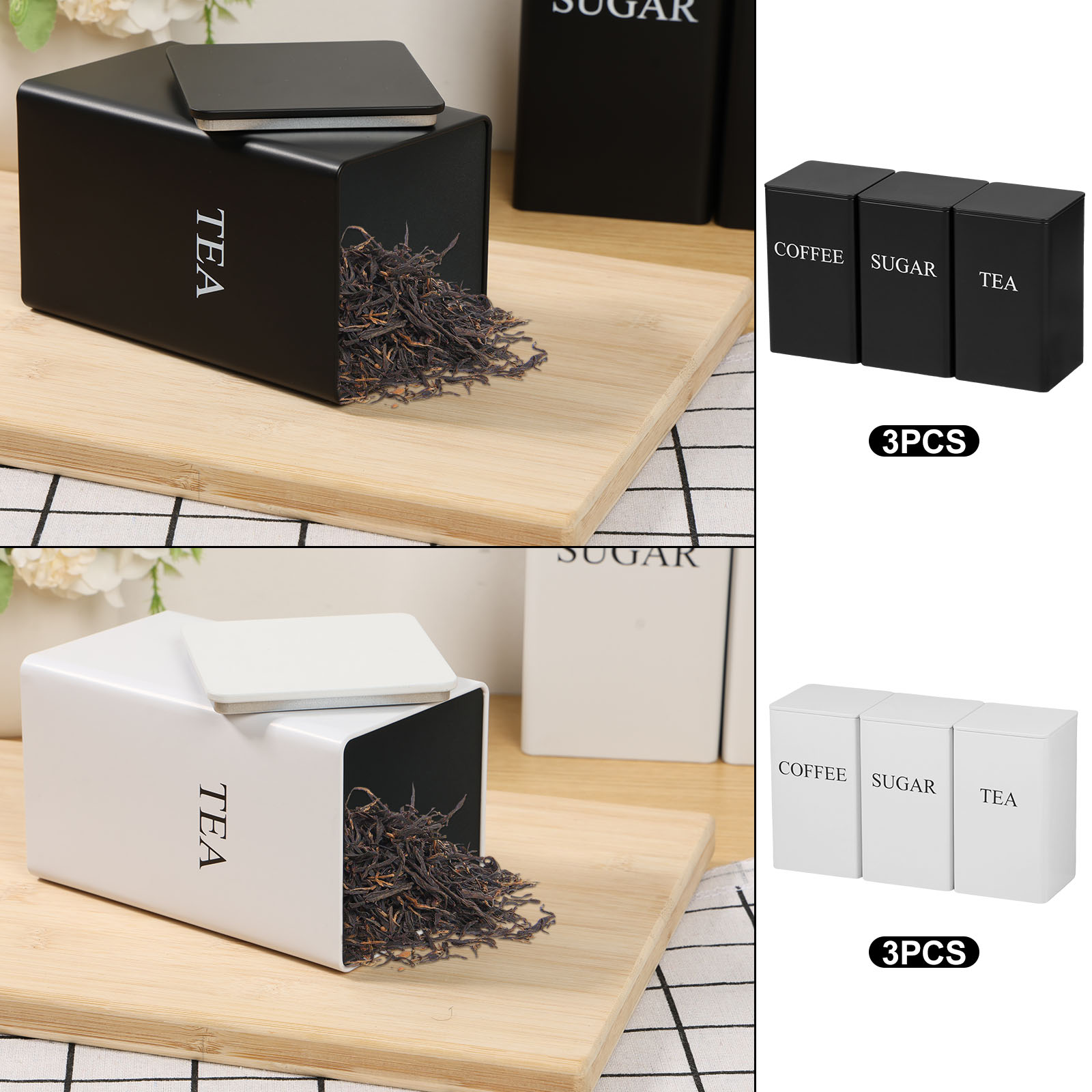 3Pcs Coffee Bean Storage Canis - огляд і ціна Coffee Tea Sugar Canister Set