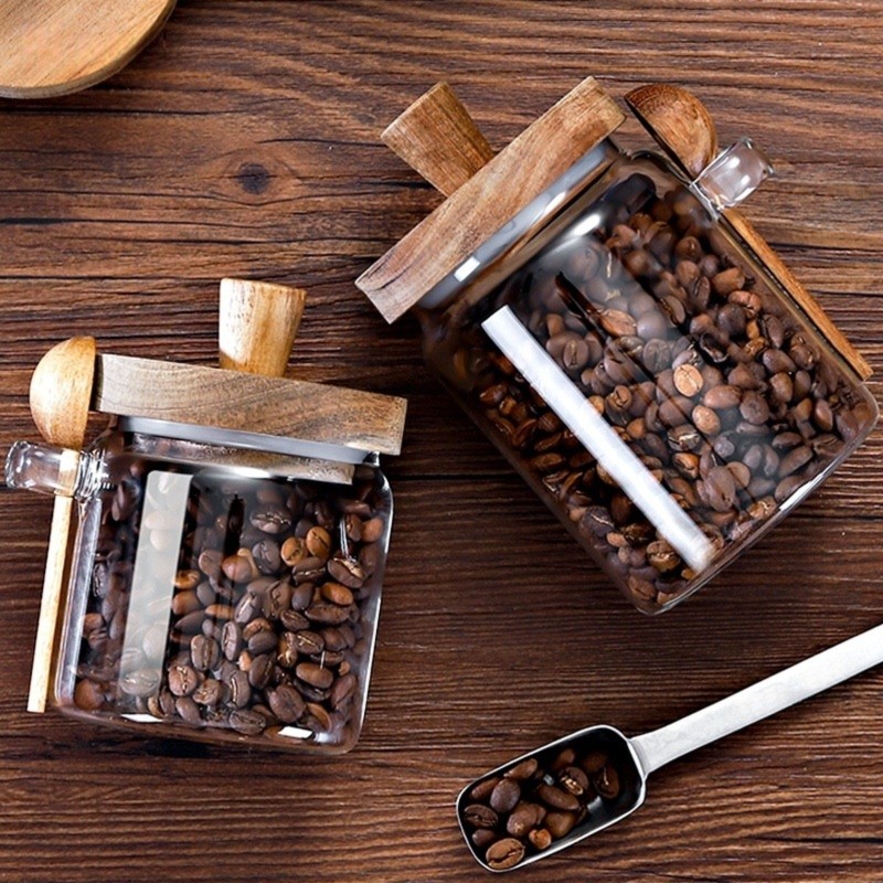 ABJI-Glass Jar With Wooden Lid - огляд і ціна Coffee Tea Sugar Canister Set