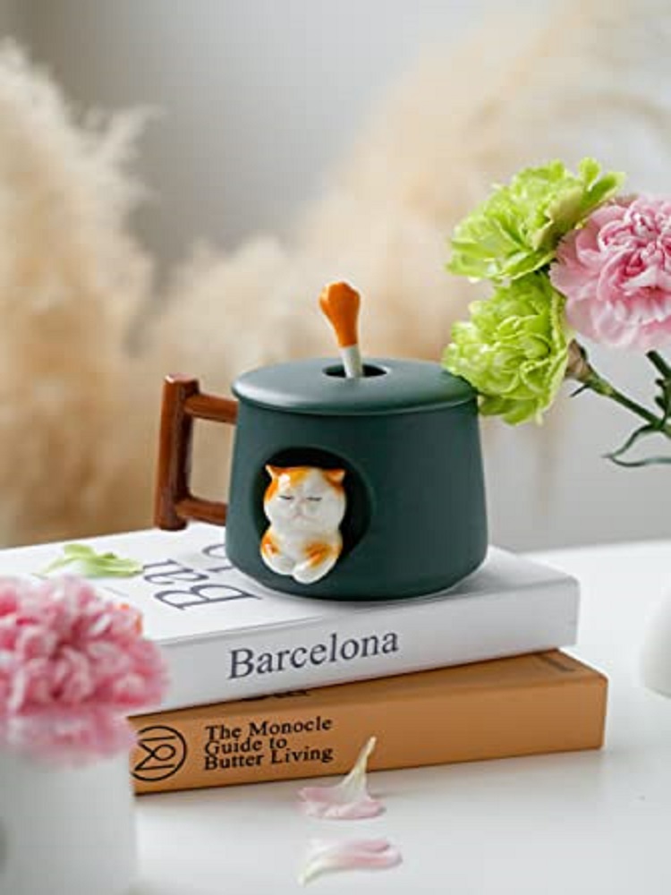 Adorable 3D Ceramic Cat Mug wi - огляд і ціна Coffee Tea Spoon
