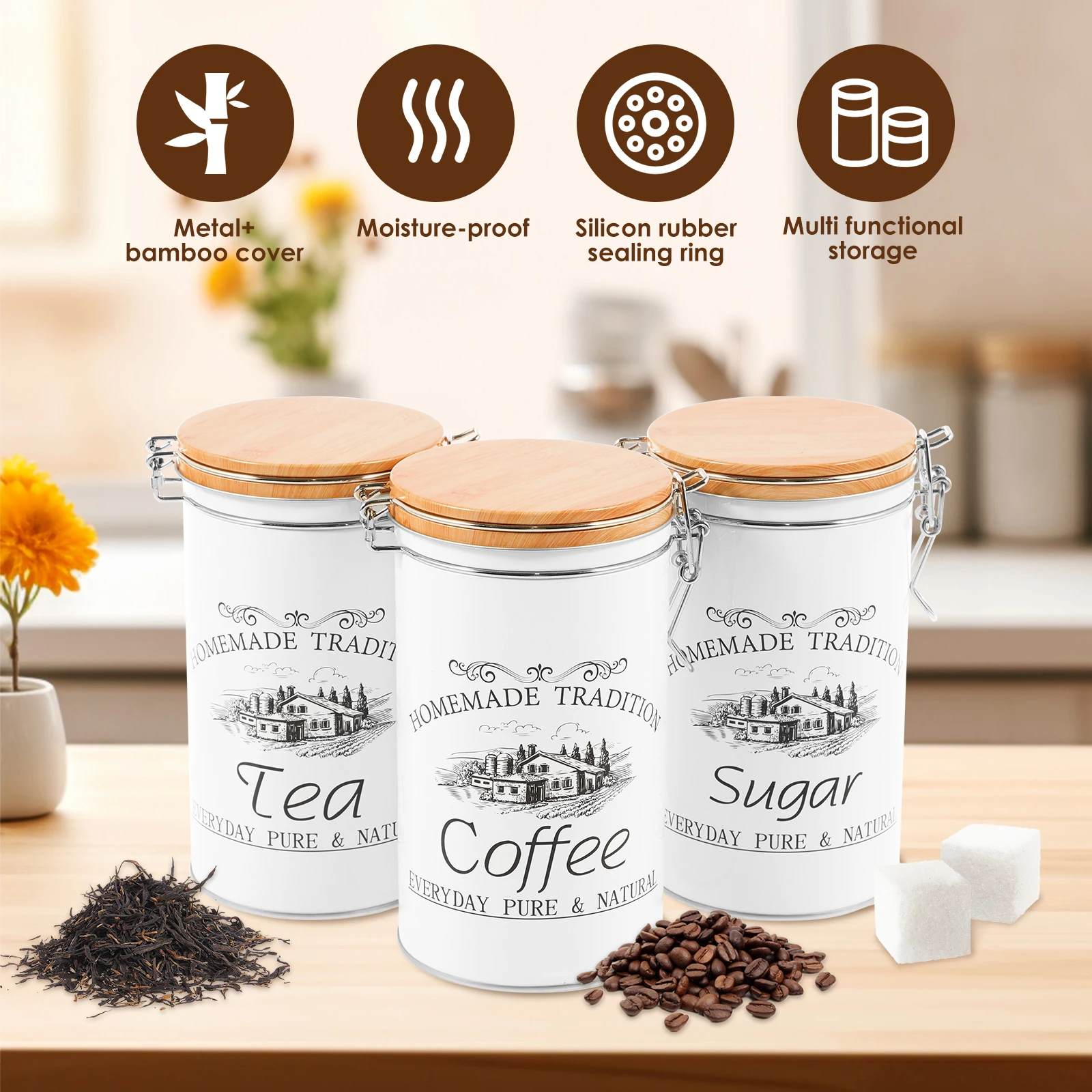 3Pcs/Set Tea Coffee Sugar Cani - огляд і ціна Tea Coffee Sugar Container
