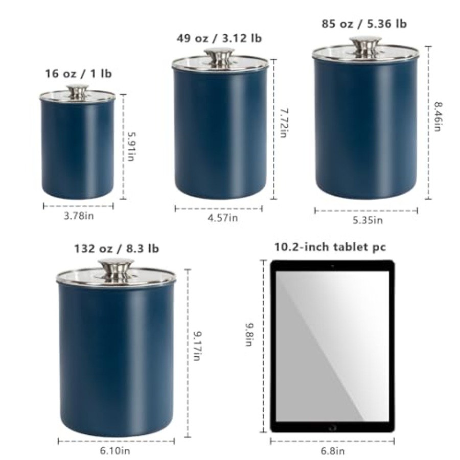 Stainless Steel Food Canister  - огляд і ціна Coffee Tea Sugar Canister Set