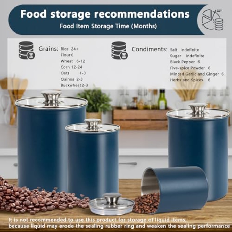 Stainless Steel Food Canister  - огляд і ціна Coffee Tea Sugar Canister Set