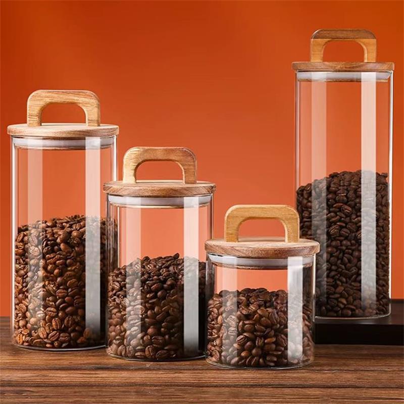 Clear Glass Jar with Bamboo Li - огляд і ціна Tea Coffee Sugar Container