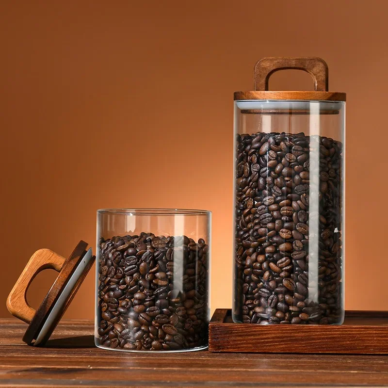 Clear Glass Jar with Bamboo Li - огляд і ціна Tea Coffee Sugar Container