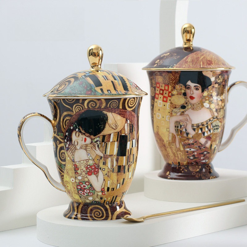 European Ceramic Mug with Lid  - огляд і ціна Coffee Tea Spoon