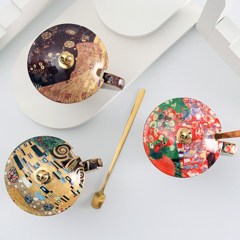 European Ceramic Mug with Lid  - огляд і ціна Coffee Tea Spoon