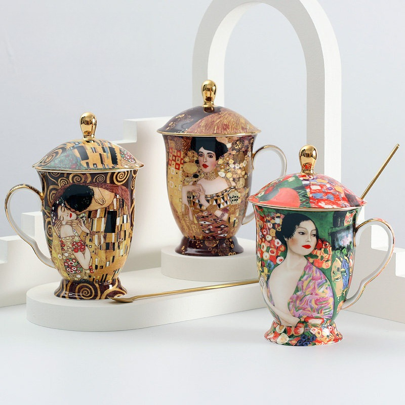 European Ceramic Mug with Lid  - огляд і ціна Coffee Tea Spoon