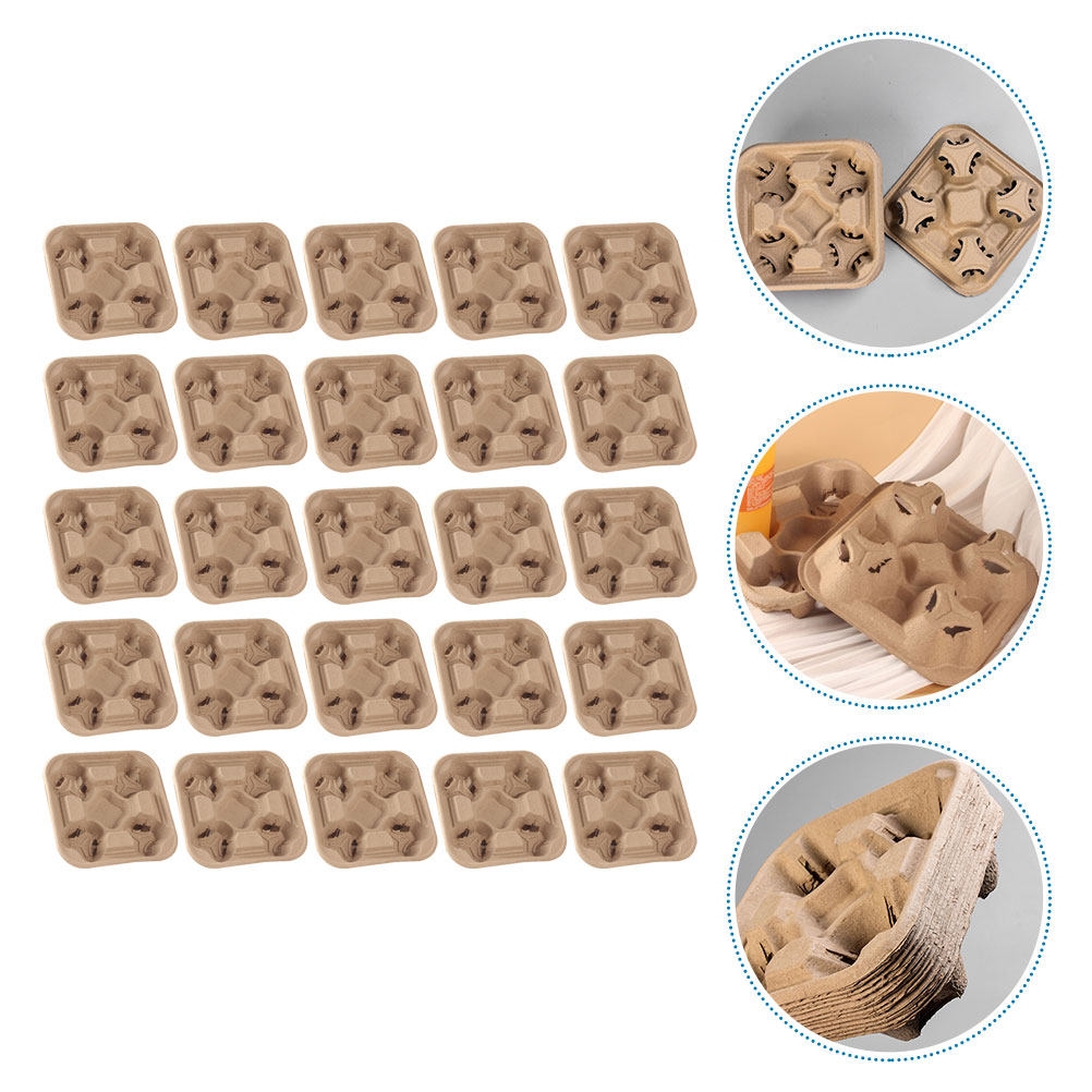 25Pcs Four-Cup Paper Pulp Hold - огляд і ціна Coffee Tea Paper Cups