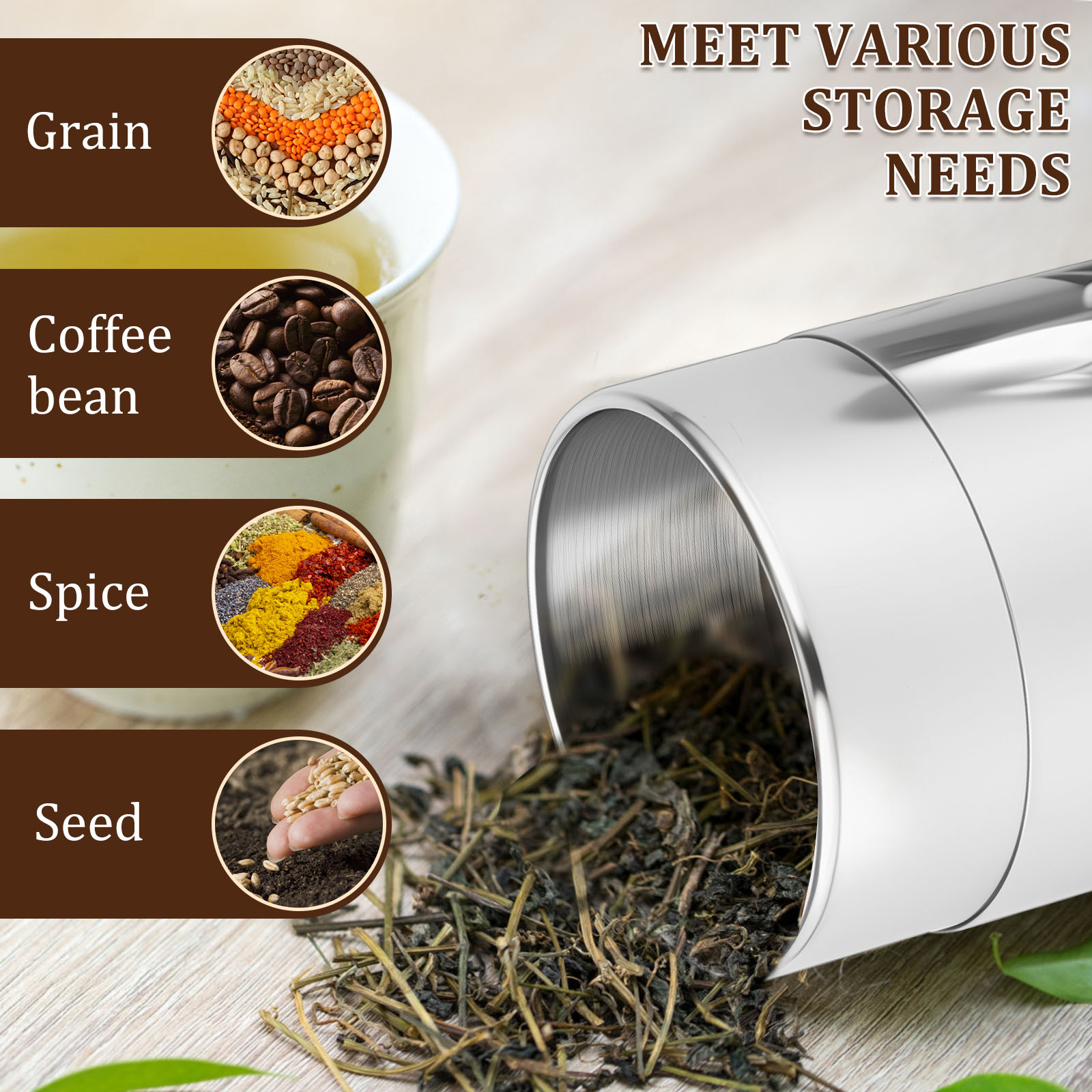 Stainless Steel Tea Leaf Tins  - огляд і ціна Tea Coffee Sugar Container