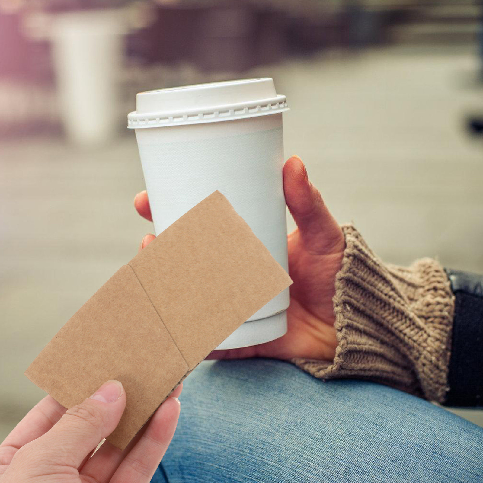 100Pcs Kraft Paper Cup Sleeves - огляд і ціна Coffee Tea Paper Cups