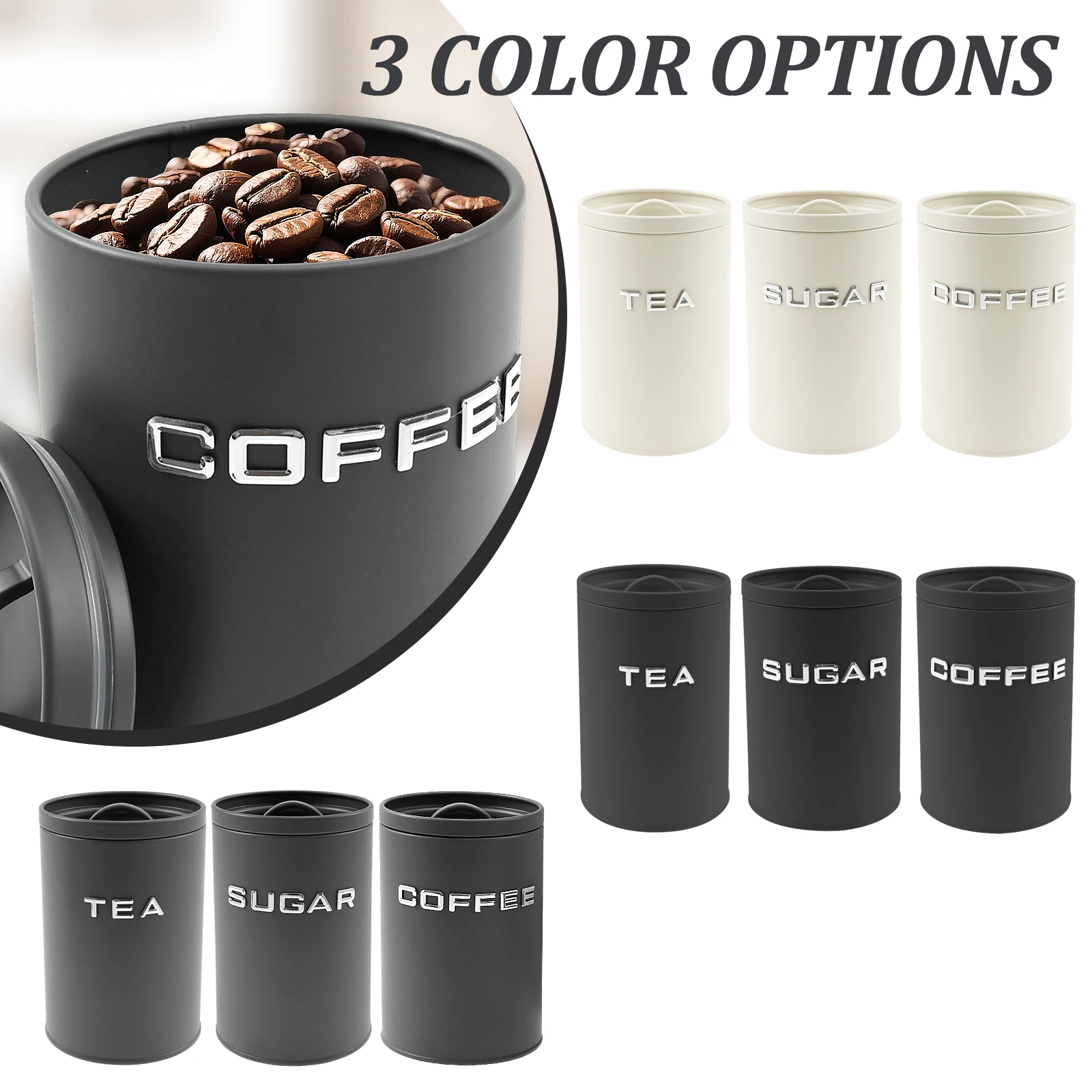 3 Pcs Tea Coffee Sugar Caniste - огляд і ціна Tea Coffee Sugar Container