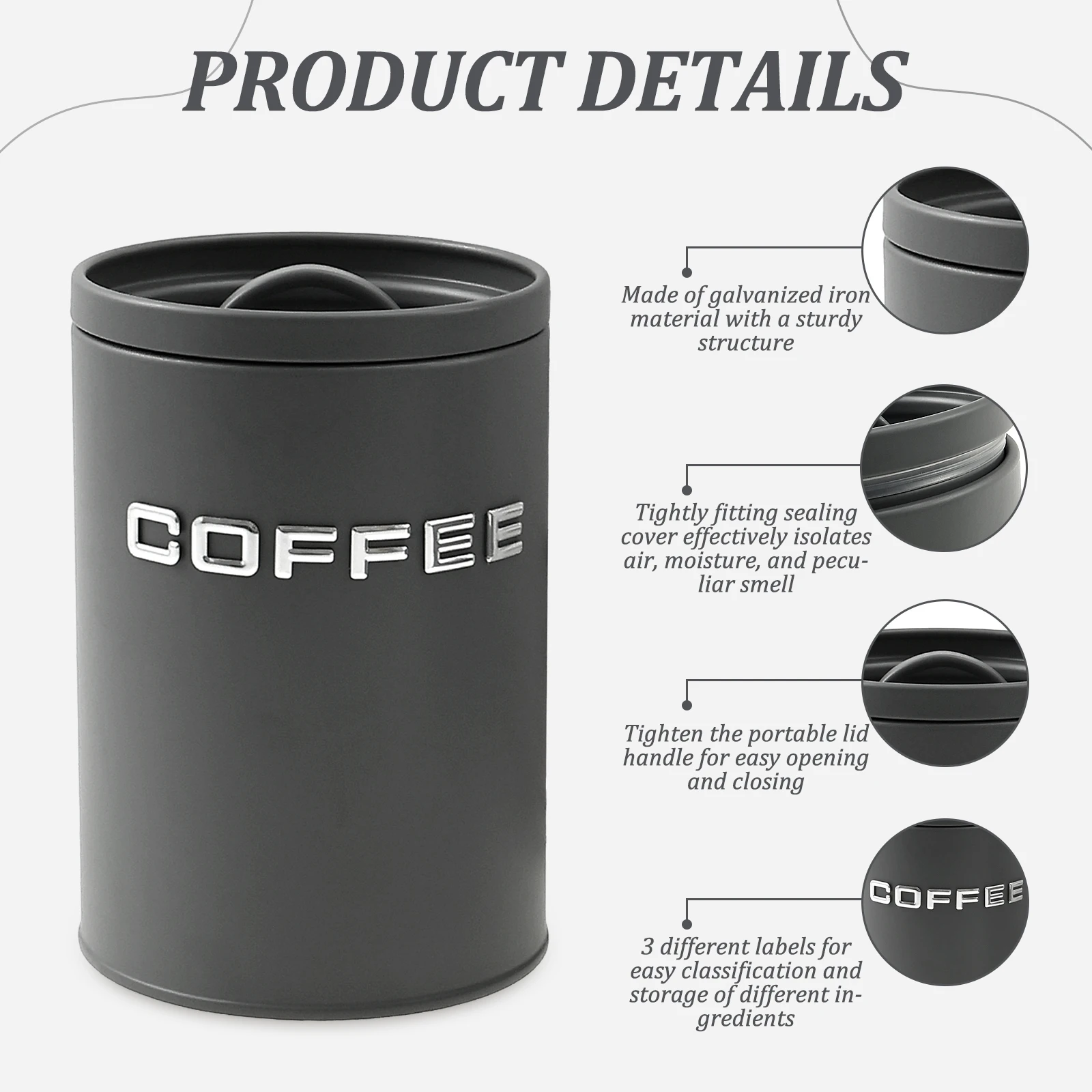 3 Pcs Tea Coffee Sugar Caniste - огляд і ціна Tea Coffee Sugar Container