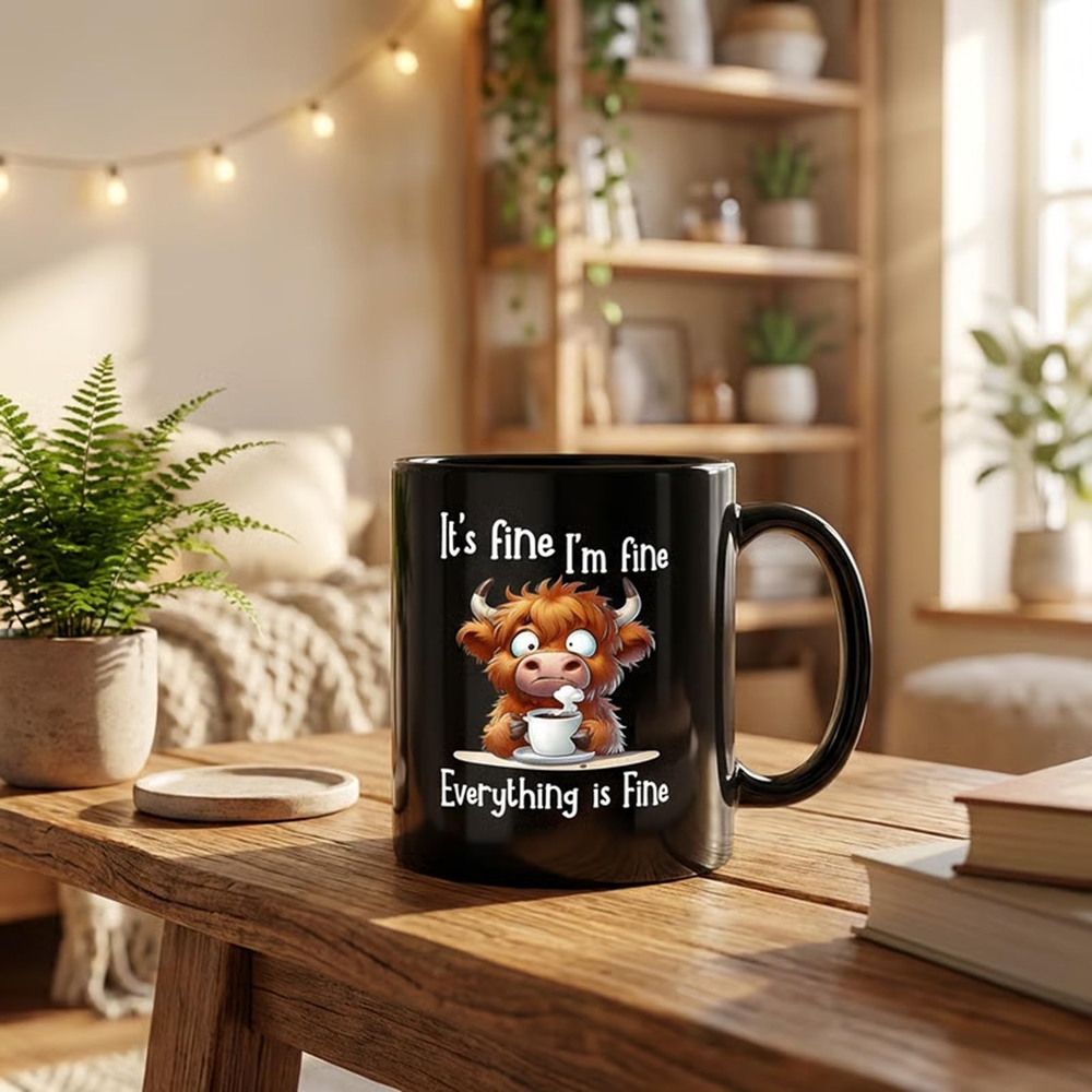 Anxious Scottish Highland Cow  - огляд і ціна Coffee And Tea Quotes Funny